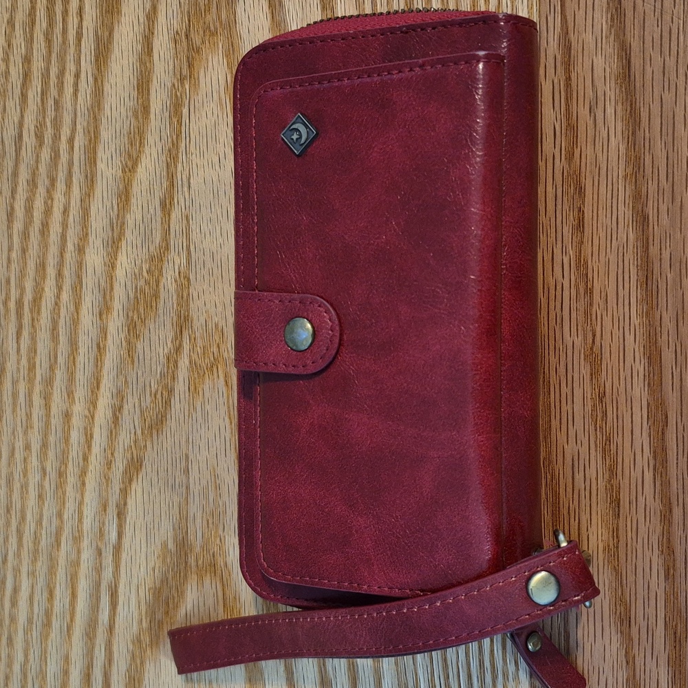 POLA wallet/phone case, S20FE5G  Android, travel, P.U. leather, red, 7"X3.5".